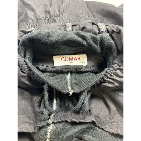 Cumar Italy Utility Jacket Black Medium Drawstring Hidden Hood Short Sleeve - Picture 14 of 15